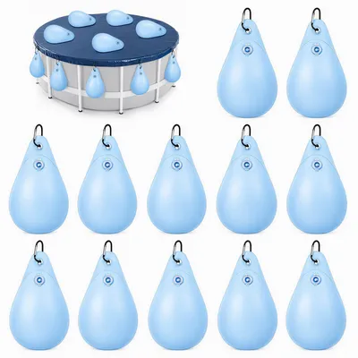 Imagen del producto de 12 pesos para cubiertas de piscina, con bolsas de agua y ganchos
