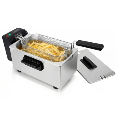 Produktbild von Emerio Fritteuse 3 Liter – PFAS-freie Fritteuse – einstellbarer Thermostat – Kaltzone – Frittiergerät DF-132653 – Edelstahl - 2000 W
