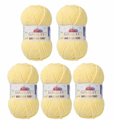 Produktbild von 5 x Himalaya Dolphin Baby Wolle Garn Baumwolle Strickwolle zum Stricken häkeln 80302 Hellgelb