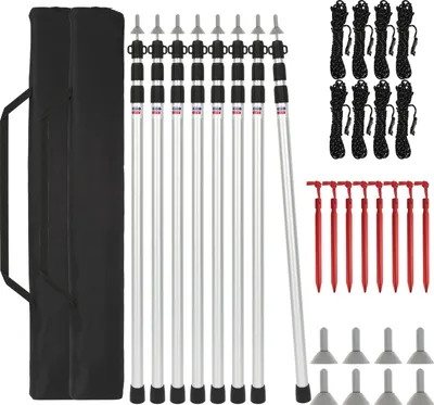 Immagine prodotto di TolleTour Palo per tenda 8 pezzi Palo telescopico per telo in alluminio 87,5-234,5 cm Palo per tenda da campeggio Riparo da spiaggia, tenda da sole, riparo, campeggio, escursionismo