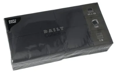 Produktbild von Servietten "DAILY Collection" 1/8-Falz 32 cm x 32 cm schwarz