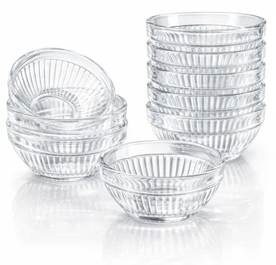 10er-Set kleine Glas-Schalen 65 ml transparent stapelbar