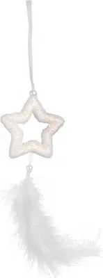 Zdjęcie produktu dla Ozdoba bożonarodzeniowa zawieszka GWIAZDA Z PIÓRKAMI 30 cm BIAŁA
