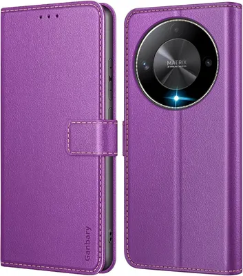 Immagine prodotto di Ganbary Honor Magic6 Lite Custodia per cellulare in pelle Flip Cover Viola