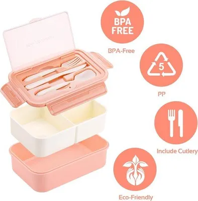 Produktbild von Famanu Lunchbox 1400 ml mit 3 Fächern - Pink