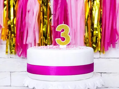 Immagine prodotto di Candela di compleanno numero 3 con glitter 7cm oro