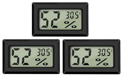 3er-Set digitales Mini-Thermometer & Hygrometer, LCD, -50°C bis +70°C