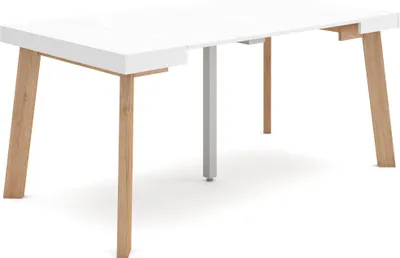 Produktbild von Ausziehbarertisch, 160x90x73cm, Für 8 Gäste, Hölzerne Beine, Weiß