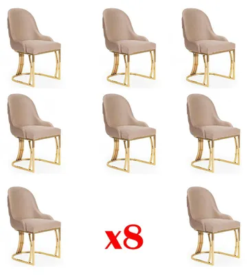 Produktbild von Design Stuhl Set 8x Sessel Edelstahl Textil Polster Stühle Gastro Esszimmer Neu
