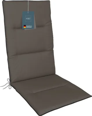 Produktbild von LILENO HOME Gartenstuhl Auflagen als [1er Set - Hochlehner] in Steingrau + Keder Grau - bequeme Liegen als Sitzauflagen für Gartenmöbel - Stuhlkissen für Gartenstühle und Klappstühle