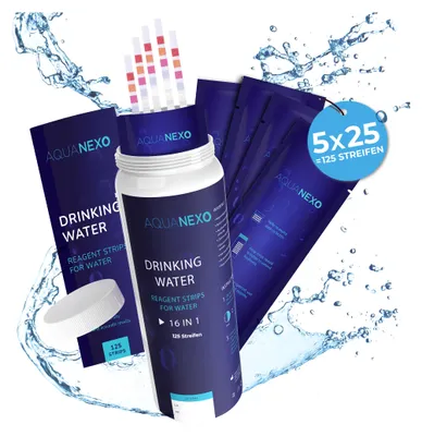 Produktbild von 125 Wassertester Trinkwasser Teststreifen 16in1 Trinkwassertest pH Wasserhärte