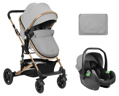 Produktbild von Kikkaboo Kombikinderwagen Amaia 3in1 i-Size Babyschale umbaubar Federung Tasche grau