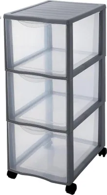 Obrázok produktu pre Priehľadná úložná skrinka Orgamix s 3 kolieskami, formát A4, výška 63,5 cm, kancelárske úložné riešenie