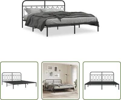 Produktbild von The Living Store Bettgestell mit Kopfteil Metall Schwarz 183x213 cm