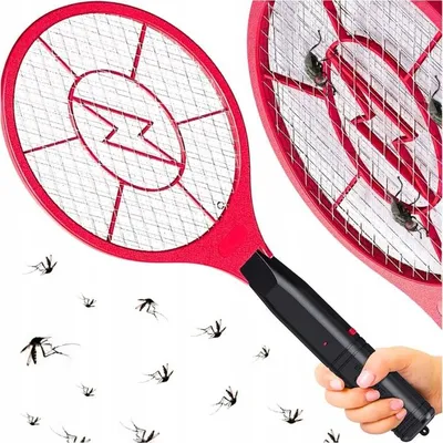 Produktbild von Elektrische Fliegenklatsche 1200V Insektenvernichter Für Mücken Fliegen Motten Batteriebetrieben Rot