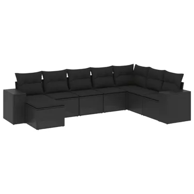 Produktbild von 8-tlg. Garten-Sofagarnitur, modular, aus schwarzem Poly Rattan & pulverbeschichtetem Stahl, mit abnehmbaren & waschbaren Kissen