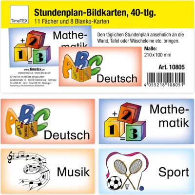 Produktbild von TimeTEX Stundenplan-Bildkarten aus Pappe, 40-tlg.