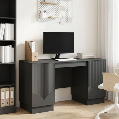 Image de Maison Exclusive - Bureau avec étagère Noir 142,5 x 50 x 75 cm Panneau de bois