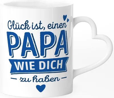 Produktbild von Tasse personalisiertes Geschenk Spruch Glück ist einen Papa-Mama wie dich zu haben anpassbare Namen SpecialMe® Papa weiß Herz-Tasse