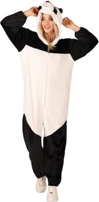 A person wearing a panda costume.