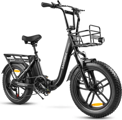 Produktbild von 20*4.0Zoll LCD Fat Faltbar E- Bike mit MINI Elektrische Luftpumpe E-Mountainbike Elektrofahrrad SHIMANO 7 25km/h E Klapprad mit Korb, für Herren Damen