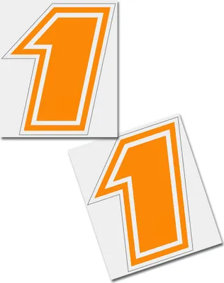 Produktbild von Startnummer Aufkleber 2er Set, Schrift Brünn, # 1, orange