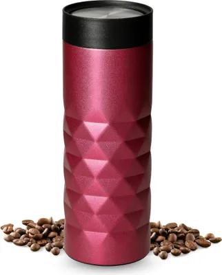 Produktbild von Thermobecher 450 ml - auslaufsicherer Edelstahl to go Becher mit 360 Grad Deckel - hält mehrere Stunden heiß - pink