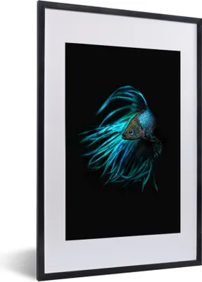 Produktbild von MuchoWow® MuchoWow® Gerahmtes Poster Fisch - Schwanz - Schwarz 40x60 cm - Poster mit zchwarzem Bilderrahmen - Poster in Rahmen