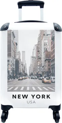 Produktbild von MuchoWow® MuchoWow® Koffer Handgepäck Trolley Rollkoffer Kleine Reisekoffer mit 4 Rollen - New York - Amerika - Weg - Cabin Size < 55x40x23 cm & 55x40x20 cm - Fotokoffer - Kabinenkoffer - Boardgepäck
