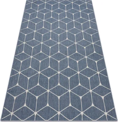 Produktbild von Teppich FLAT 48721/591 SISAL - 3D-Würfel blau Blau 200x290 cm