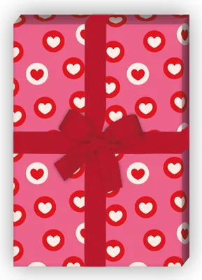 Produktbild von Herz Geschenkpapier mit lustigen Punkten in rosa - G6396, 32 x 48cm