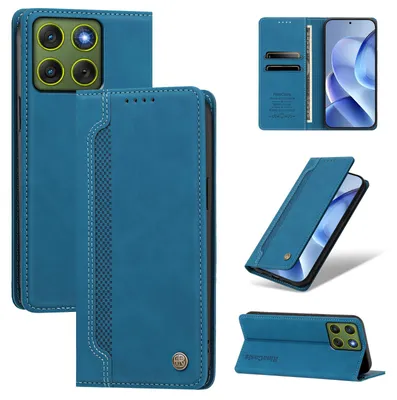 Produktbild von Handyhülle für Motorola Edge 70, Leder Wallet Klapphülle mit Standfunktion, Stoßfeste Schutzhülle Blau