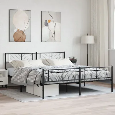 Obrázok produktu pre Maison Exclusive - Kovová posteľ bez matraca s nožnou časťou Čierna 180x200 cm