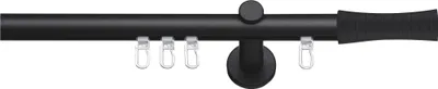 Produktbild von SN Deco Gardinenstange Innenlauf Nancy, 19 mm, 1-läufig, Stahl, Komplett-Set mit Ringen, Profilträger, 200 cm, schwarz