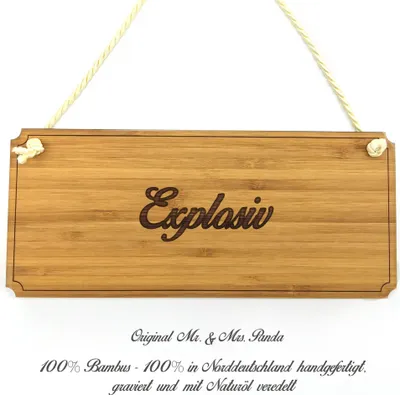 Produktbild von Mr. & Mrs. Panda Schild Explosiv - Geschenk, wandtafel, Wegweiser, Türschild, Firmenschild, Landhaus, Graviert, Geschenkidee, Shabby, Hinweisschild