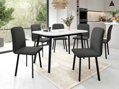Obrázek produktu pro Jídelní set 6+1 MELRA - bílý / černý / šedý