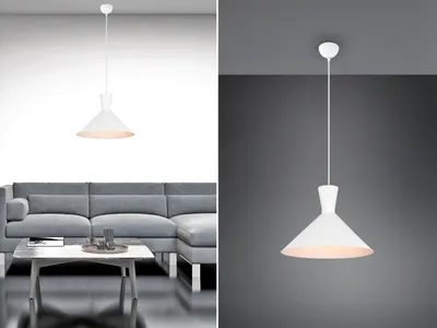 Produktbild von LED Pendelleuchte 1 flammig Metallschirm Ø35cm Weiß für über Esszimmertisch