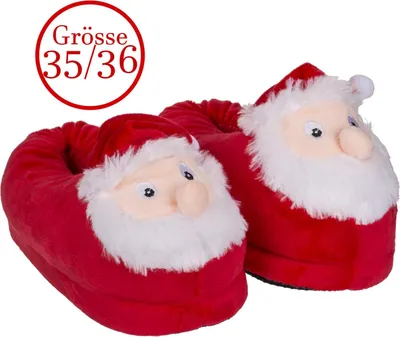 Produktbild von Kuschel Pantoffel Weihnachtsmann Kinder Hausschuhe 35/36