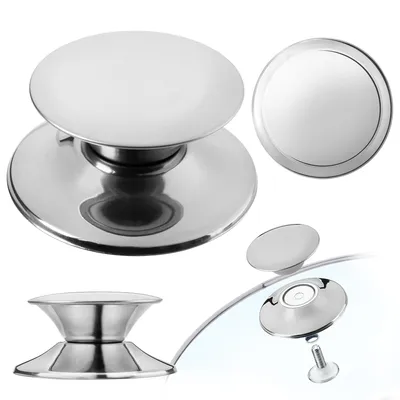 Image de KADAX Poignée pour couvercle de casserole "Salerno", Poignée de maintien pour couvercle de casserole en plastique et acier inoxydable, 1 pièce, argent
