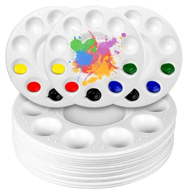 Produktbild von 13 Stück Mischpalette für Aquarell, 16 cm Runde Farbpalette, Kunststoffpalette für Acrylfarben, Malpalette für Öl- und Acrylmalerei