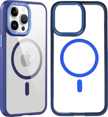 Produktbild von Wörleonline iPhone 14 Pro Max Hülle transparent Case kompatibel mit MagSafe Schutzhülle, Blau