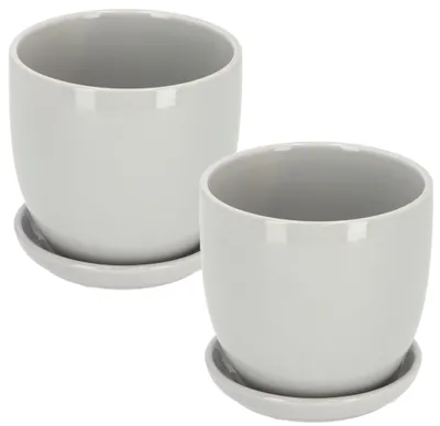Immagine prodotto di KOTARBAU® Vaso in Vetroceramica, vaso interno per fiori e piante, diametro 20 cm, grigio, set da 2