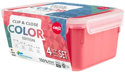 Produktbild von Emsa CLIP & CLOSE Colour Edition Grün 4er Set (0,2 / 0,55 / 0,8 / 2,2)