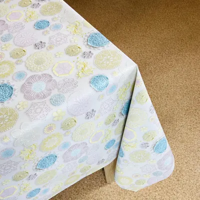 Produktbild von Wachstuchtischdecke 140x160 cm - Pastell Spitze - Wachstischdecke mit wasserabweisender und lebensmittelecht PVC-Beschichtung - Outdoor-Tischdecken für Garten und Küche - Tischdecke wetterfest