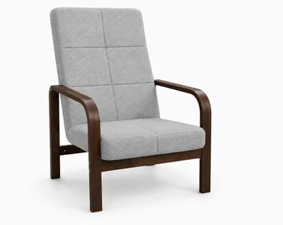 Zdjęcie produktu dla Fotel Nordic Comfort wypoczynkowy salon drewno orzech materia szary BS