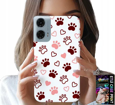 Zdjęcie produktu dla Etui Do Motorola G24 / G04 - Psie Łapki Na Białym Tle, Pies, Kot, Miś