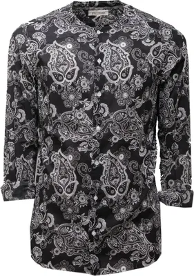 Produktbild von 3445AC  camicia girocollo uomo PEROSINO BANDANA Baumwolle black/white shirt men