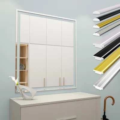 Produktbild von HEXIM selbstklebende Zierleisten flexibel universelle Profile Wandleiste Gold Chrom Weiß Schwarz 300cm Spiegelrand Möbel Deckenleiste (1 Leiste T1-C chrom)