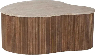 Produktbild von Paul 83 cm Mangoholz Couchtisch mit Travertin Beige