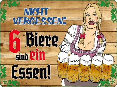 Produktbild von vianmo Holzschild 30x40 cm 6 Biere sind ein Essen